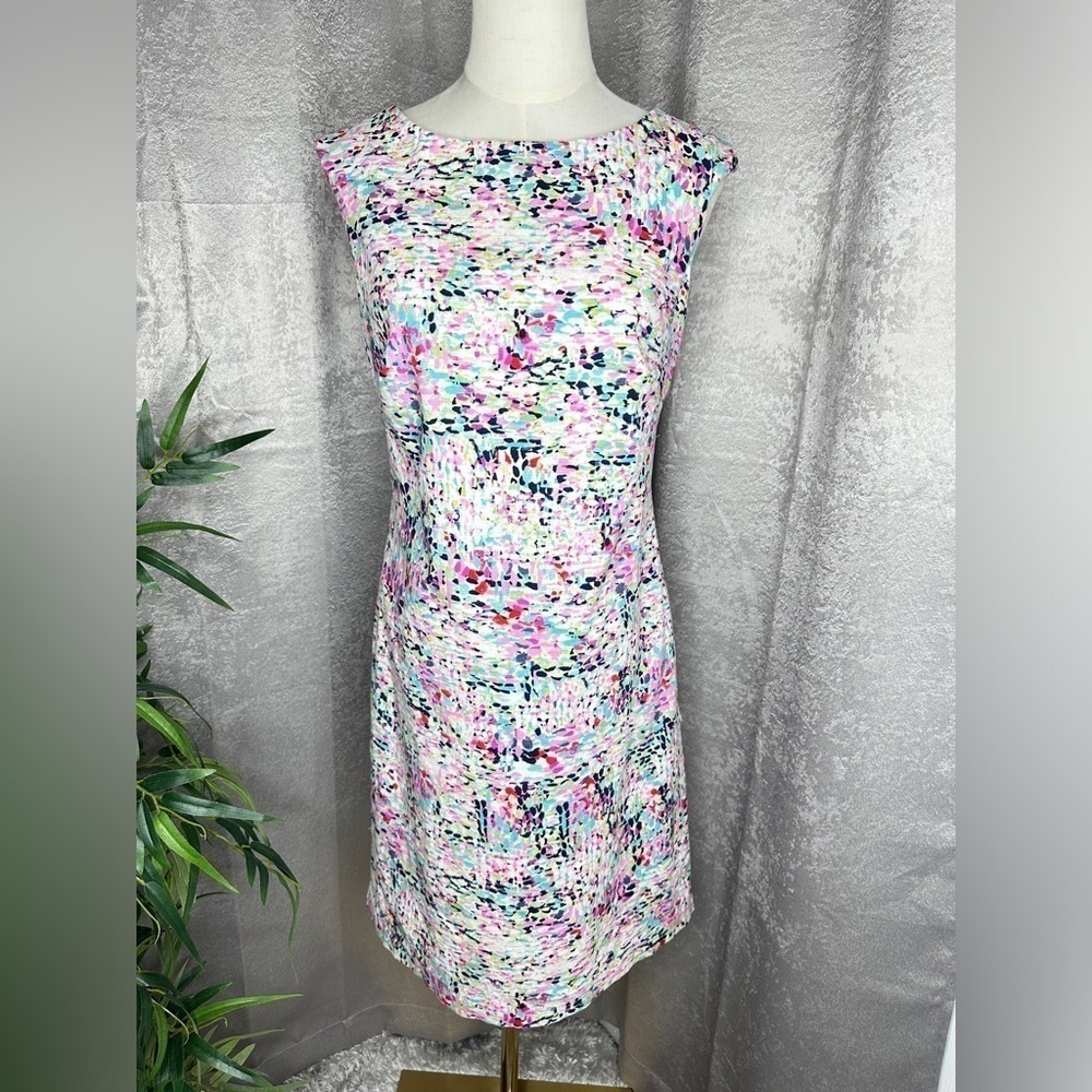 Jessica Howard Women’s Paint Splatter Print Sleeveless Sheath Dress Sz 6
